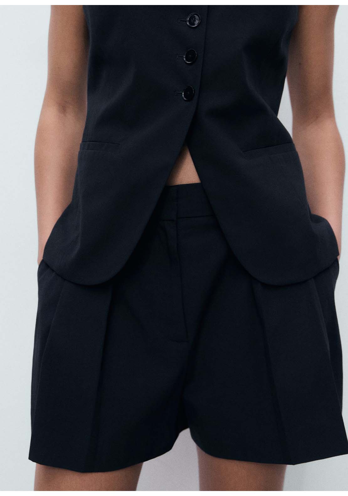 Mango Pleated Suit Shorts - Black 4 Shaws Department Stores