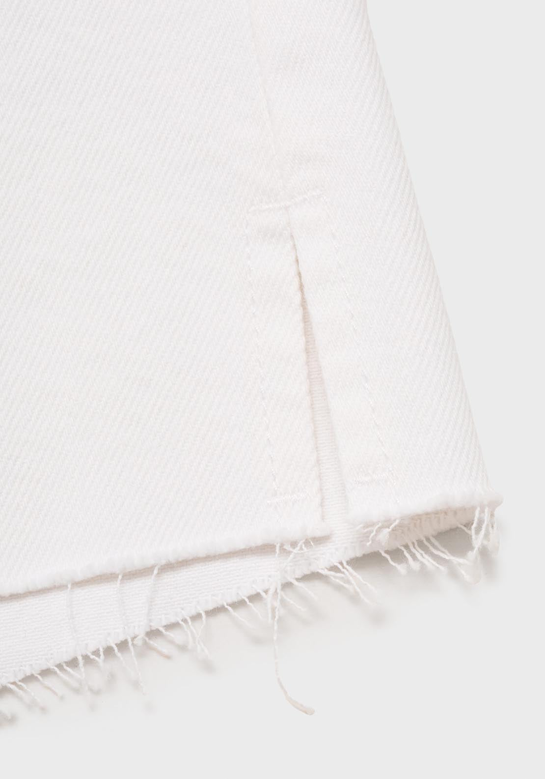 Mango Denim Shorts With Frayed Hem - White 8 Shaws Department Stores