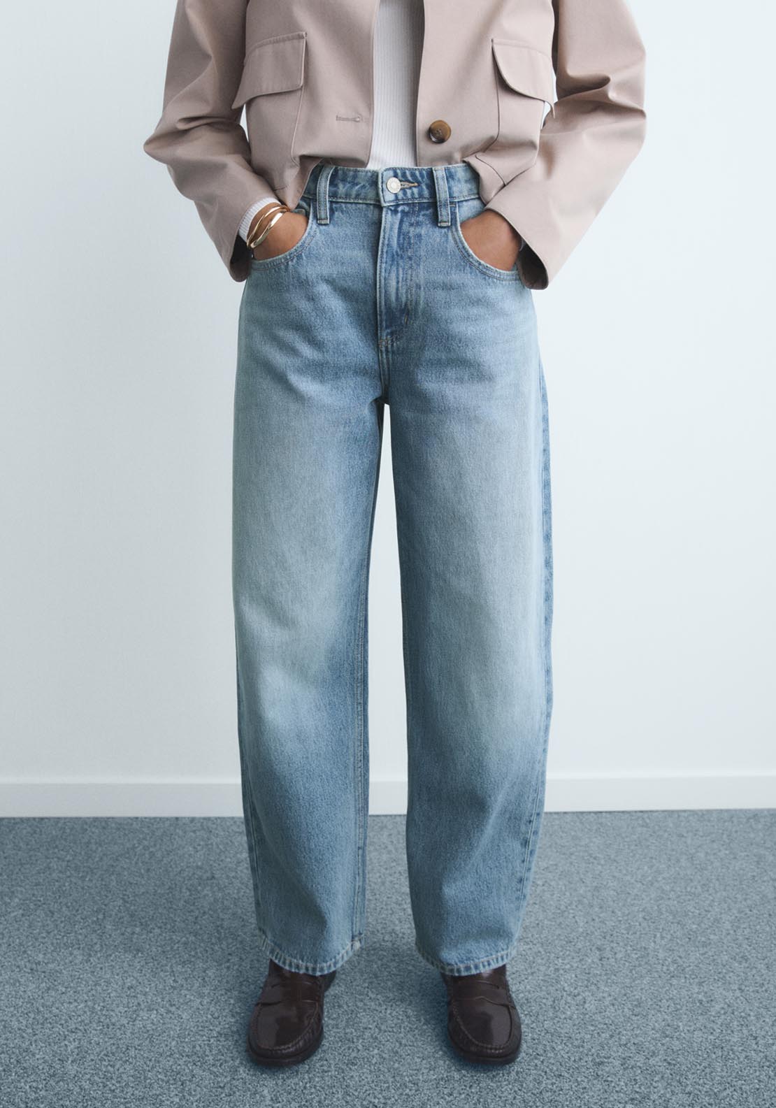 Mango High Rise Balloon Jeans - Blue 1 Shaws Department Stores