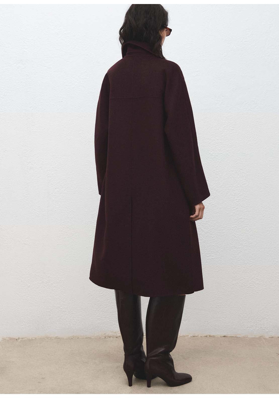 Handmade Oversized Wool Coat - Red