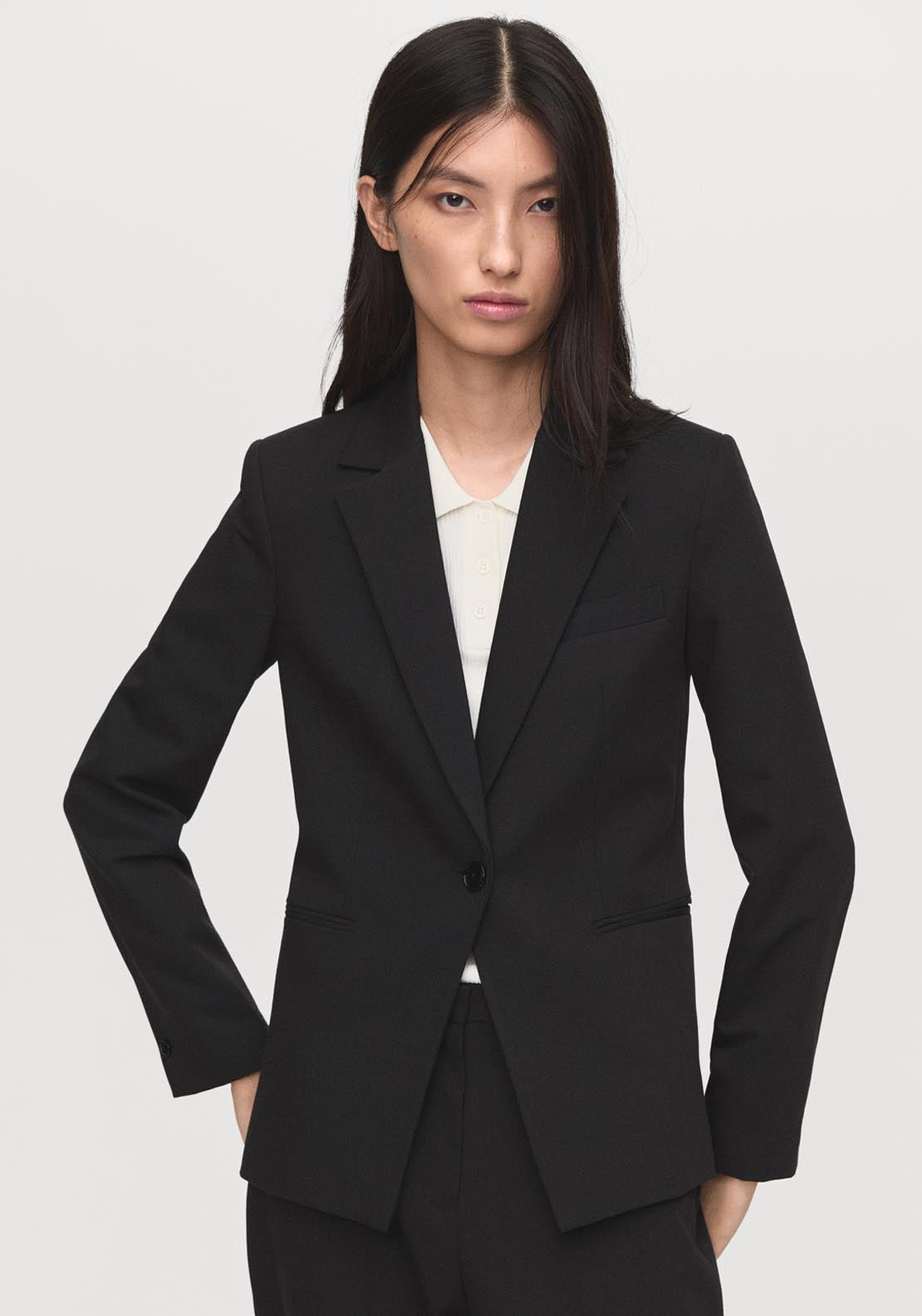 Mango Fitted Suit Jacket - Black 1 Shaws Department Stores