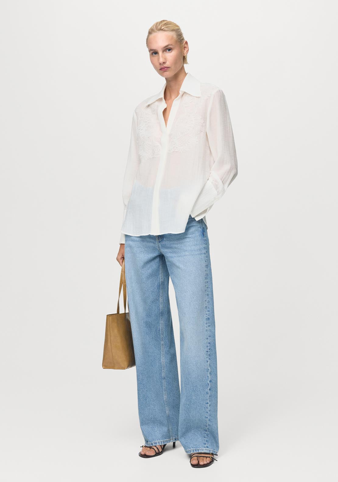 Mango Lyocell Shirt With Patches - Cream 4 Shaws Department Stores