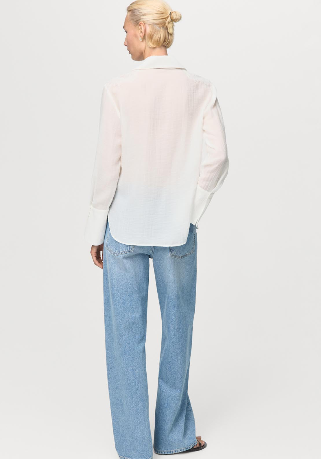 Mango Lyocell Shirt With Patches - Cream 2 Shaws Department Stores