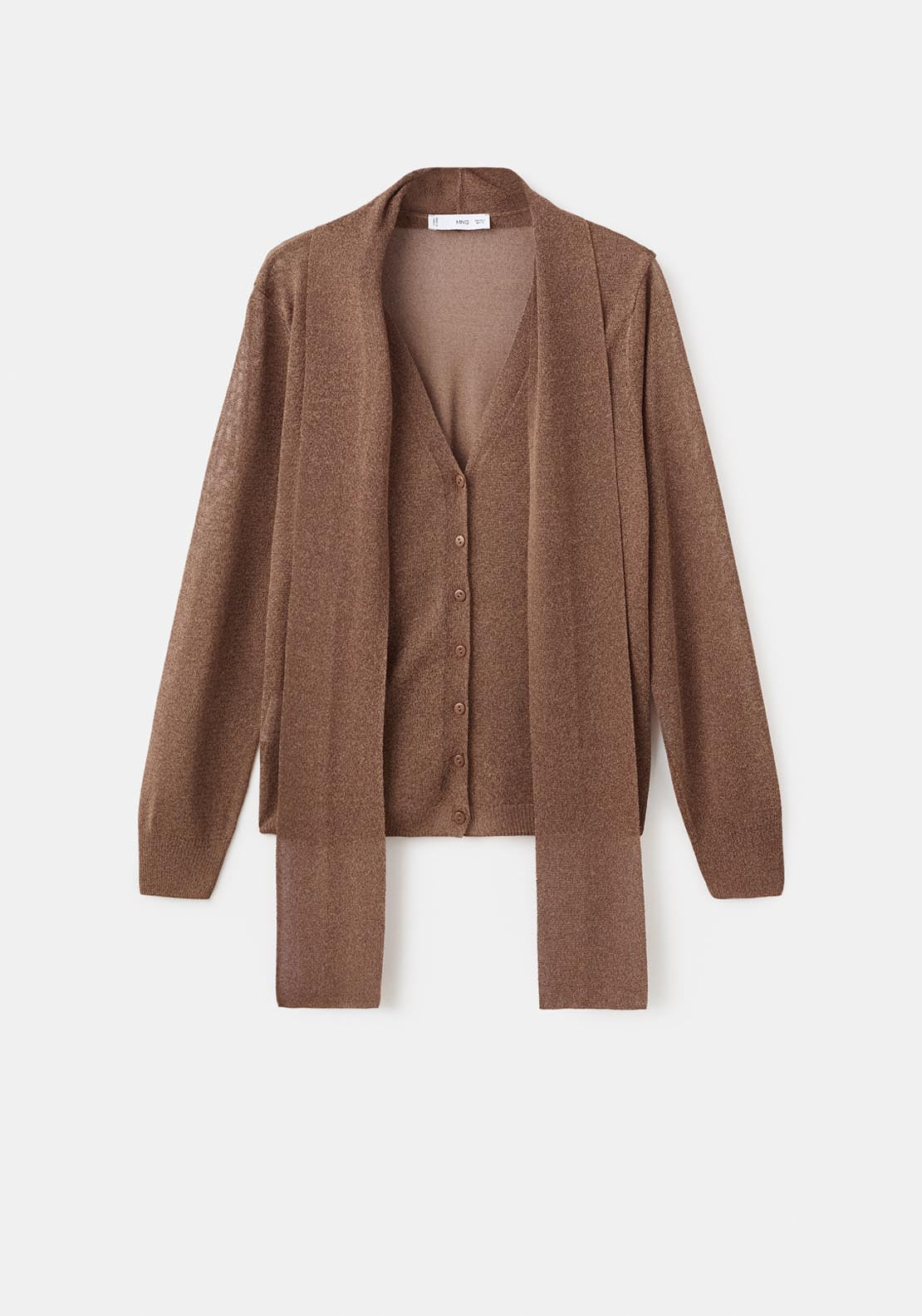 Mango Fine Knit Cardigan With Foulard - Brown 7 Shaws Department Stores