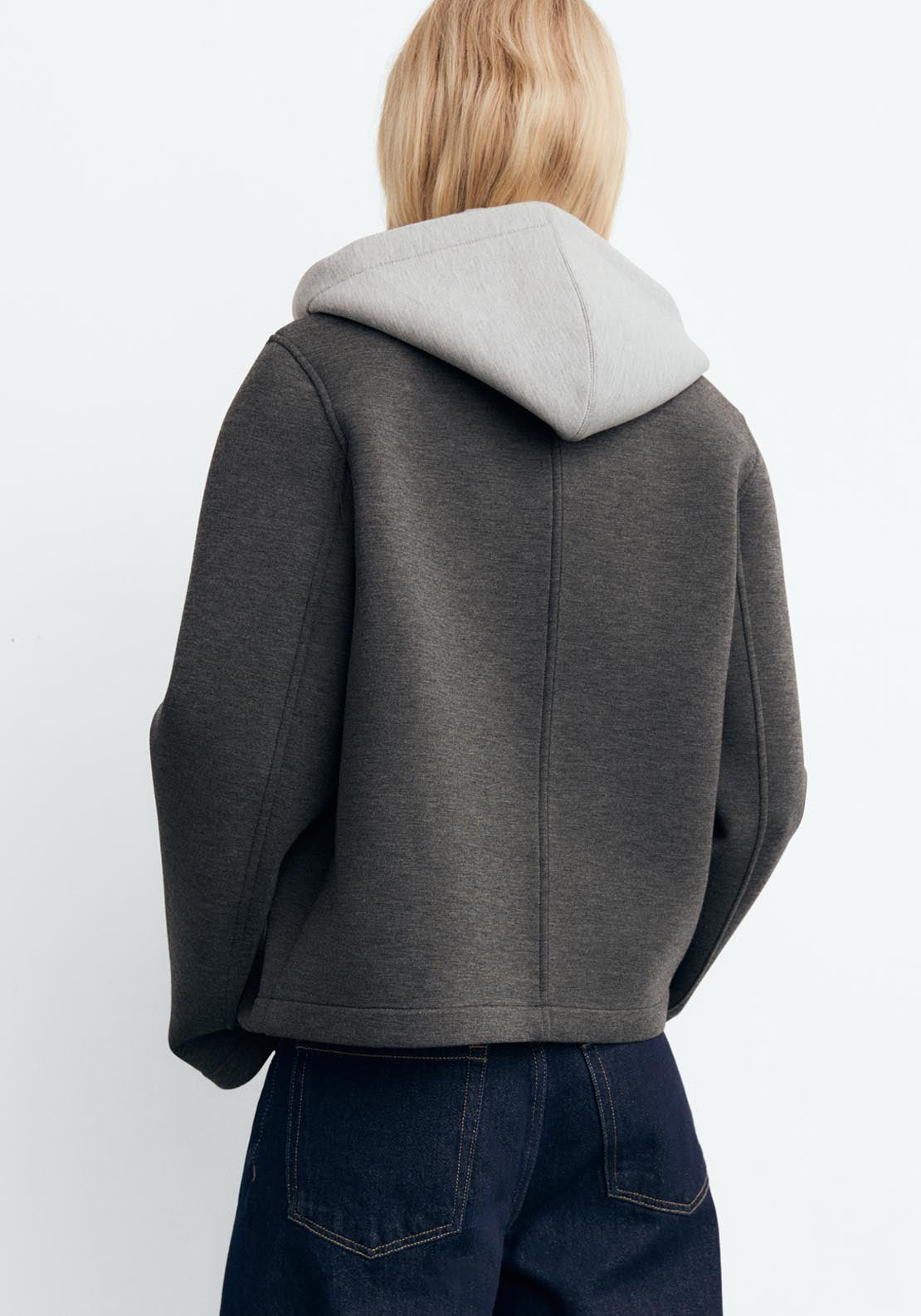 Mango Combined Hooded Jacket - Grey 2 Shaws Department Stores