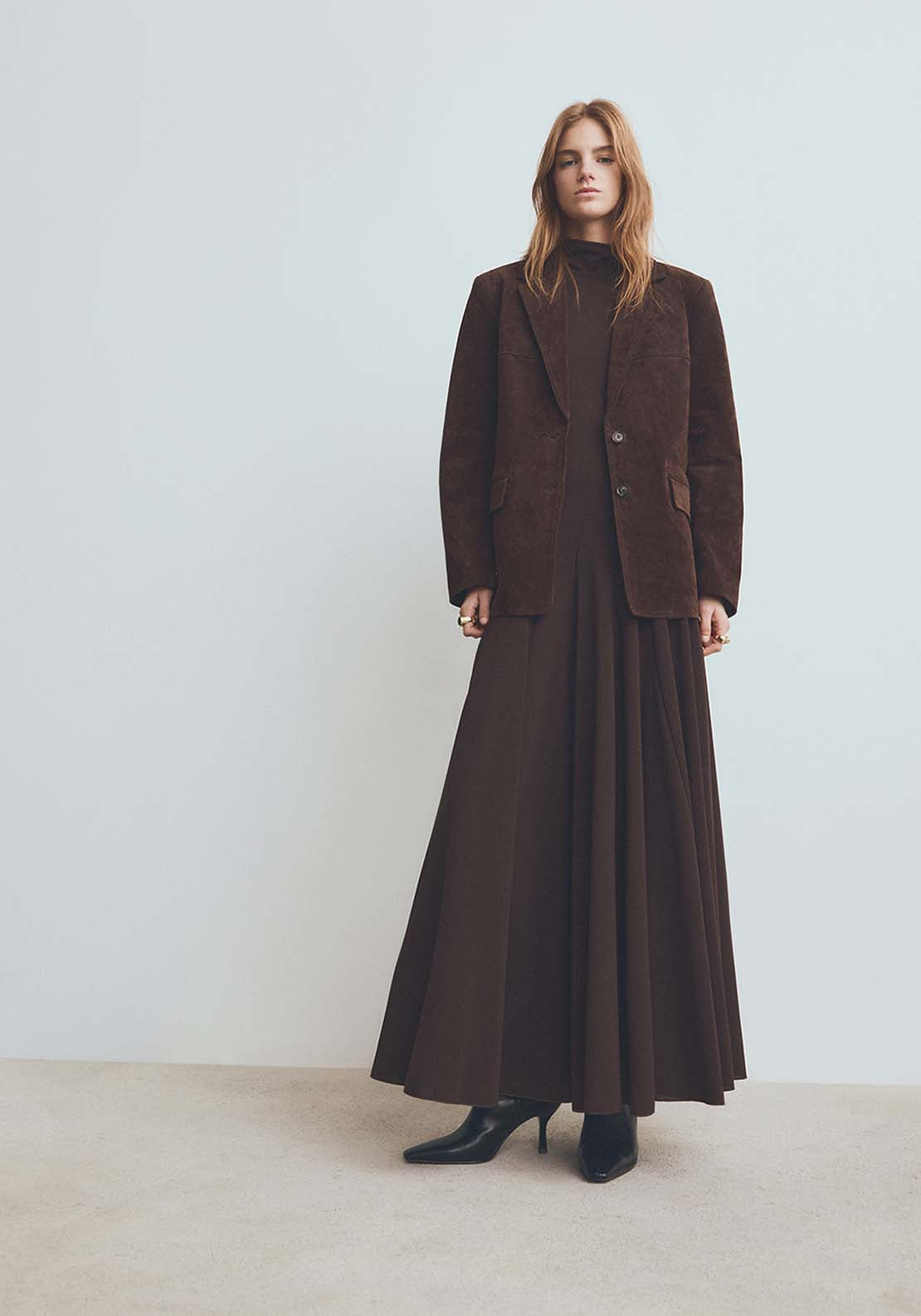 Straight Suede Jacket - Brown