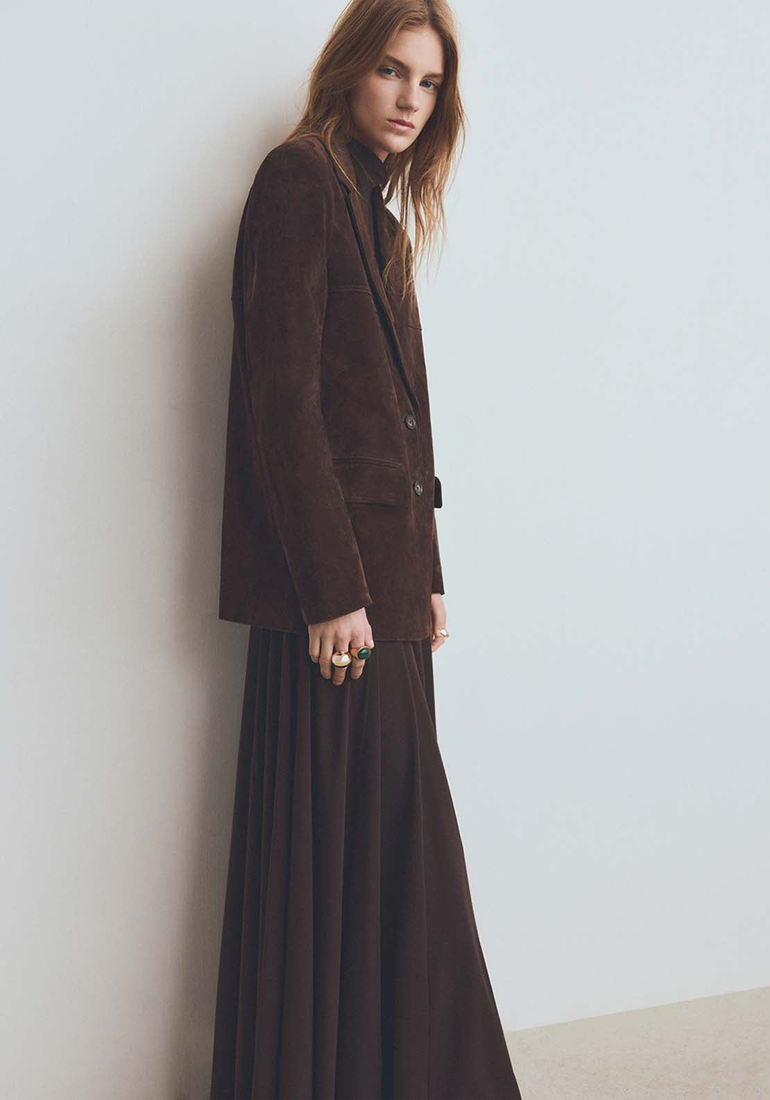 Straight Suede Jacket - Brown