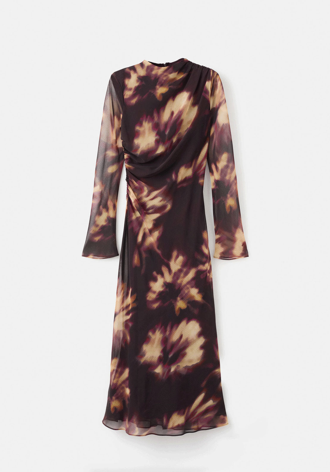 Tie Dye Ruched Dress - Burgundy