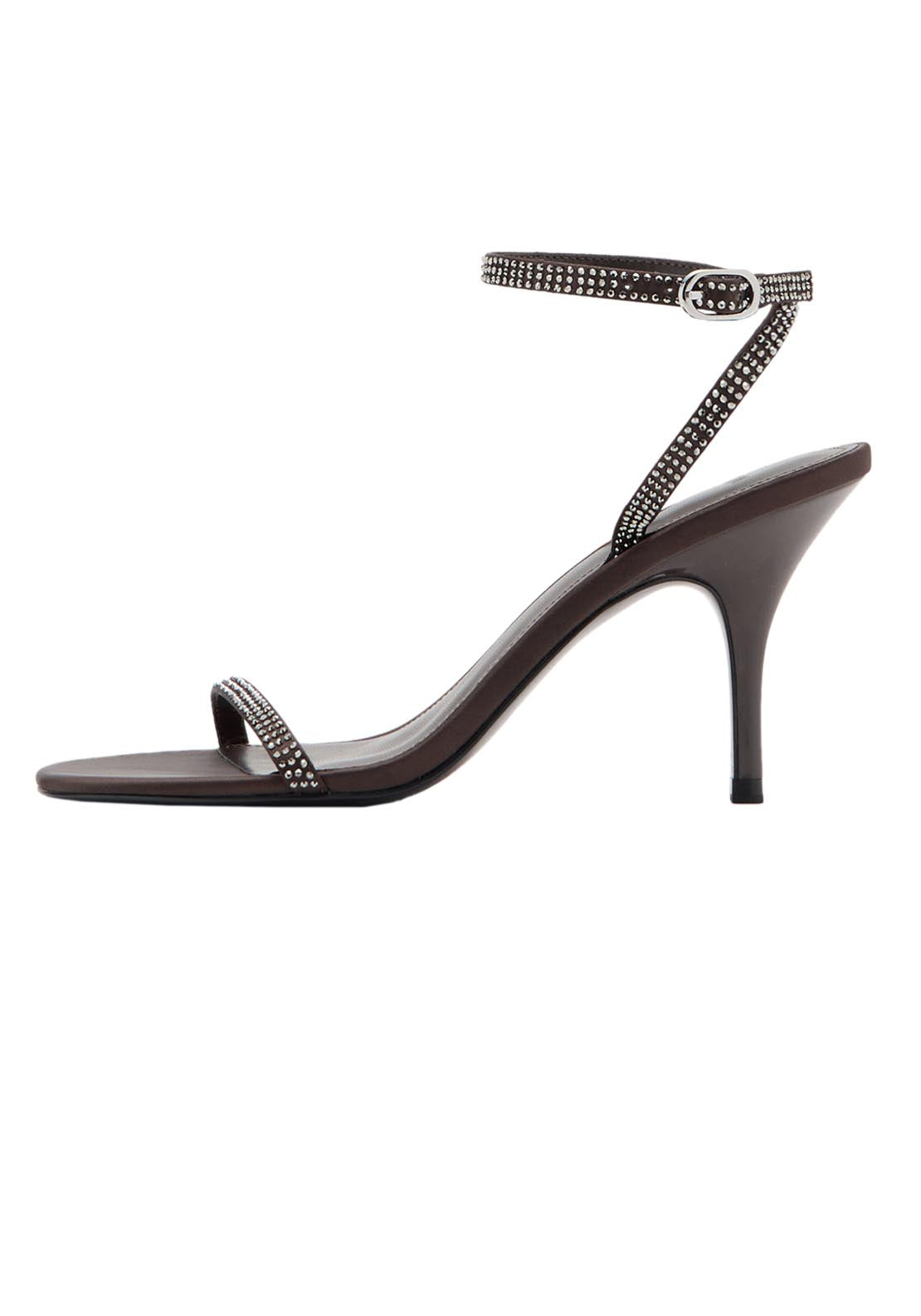 Mango Heeled Sandal With Strass Strap - Brown 7 Shaws Department Stores