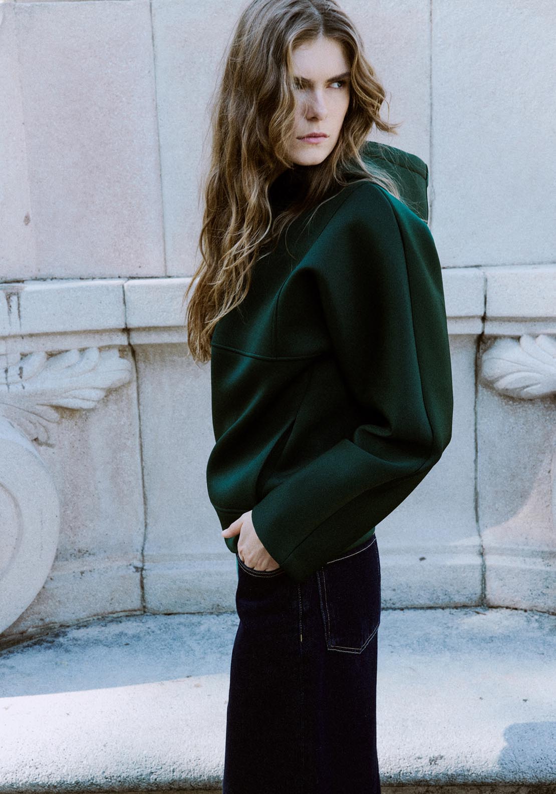 Mango Oversized Hoodie - Green 1 Shaws Department Stores