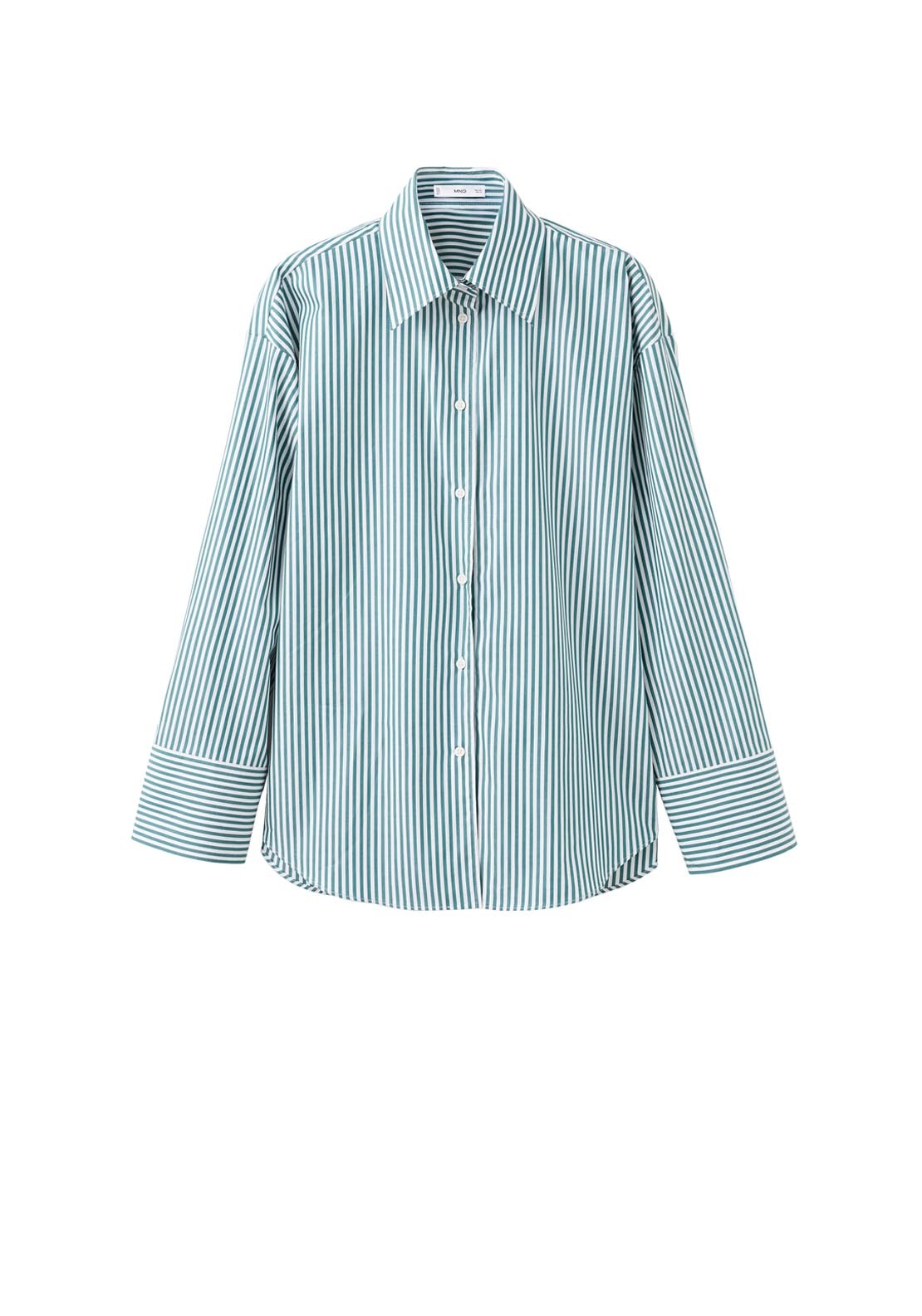 Mango Oversize Striped Shirt - Green 7 Shaws Department Stores