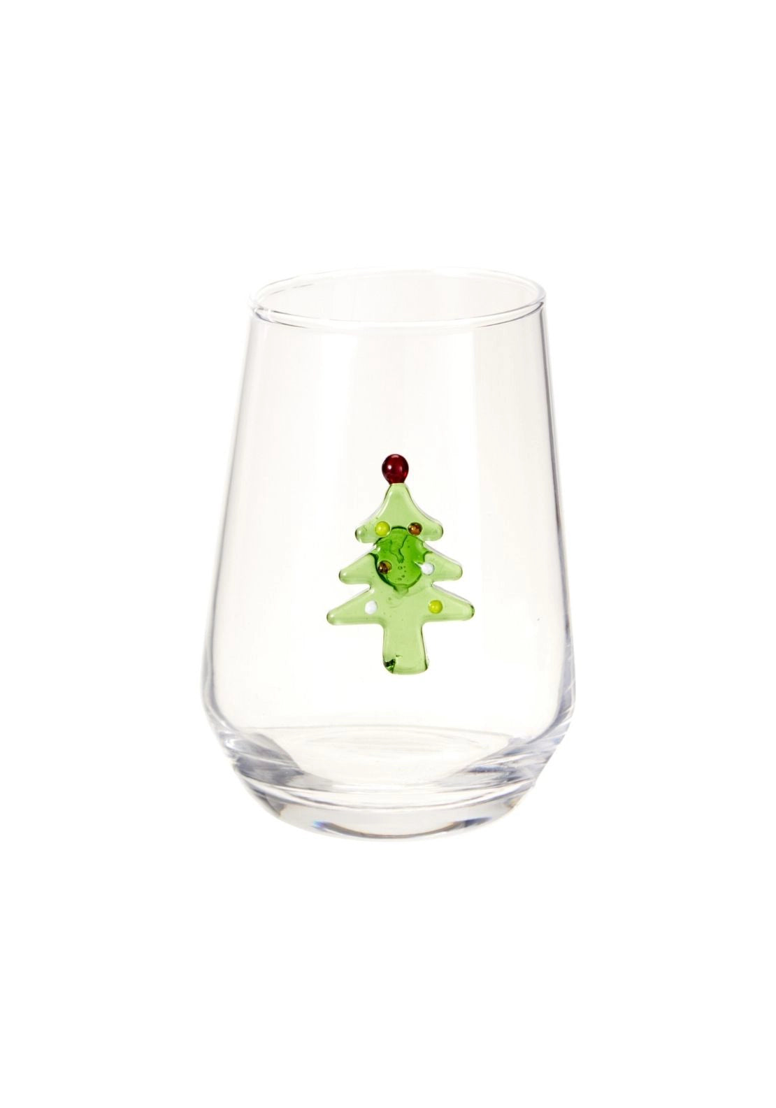Drinking Glass With Christmas Tree Decoration - Clear