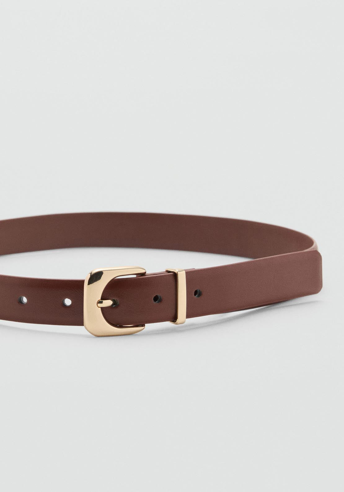 Mango Leather Effect Belt With Buckle - Brown 2 Shaws Department Stores