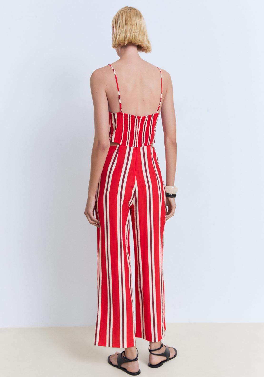 Mango Striped Jumpsuit With Cut Out - Red 2 Shaws Department Stores