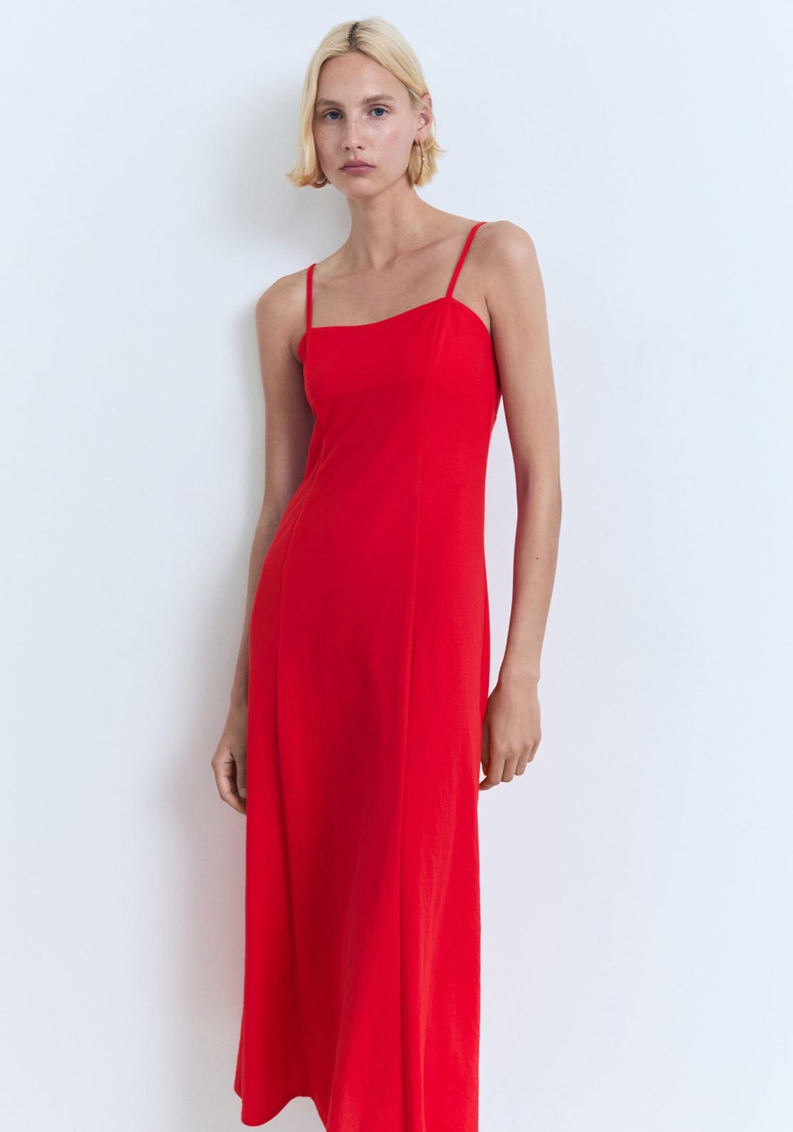 Mango Shift Midi Dress - Red 4 Shaws Department Stores