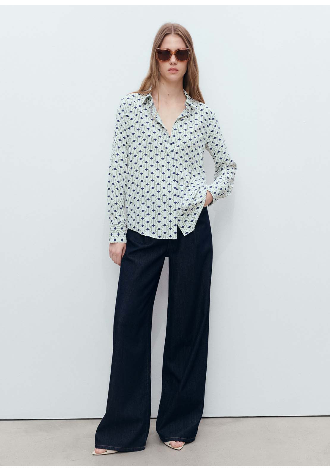 Geometric Print Shirt - Blue