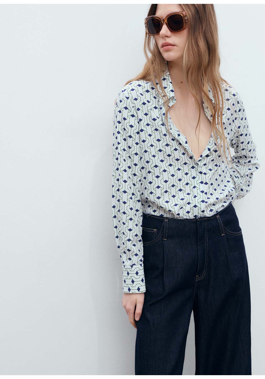 Geometric Print Shirt - Blue