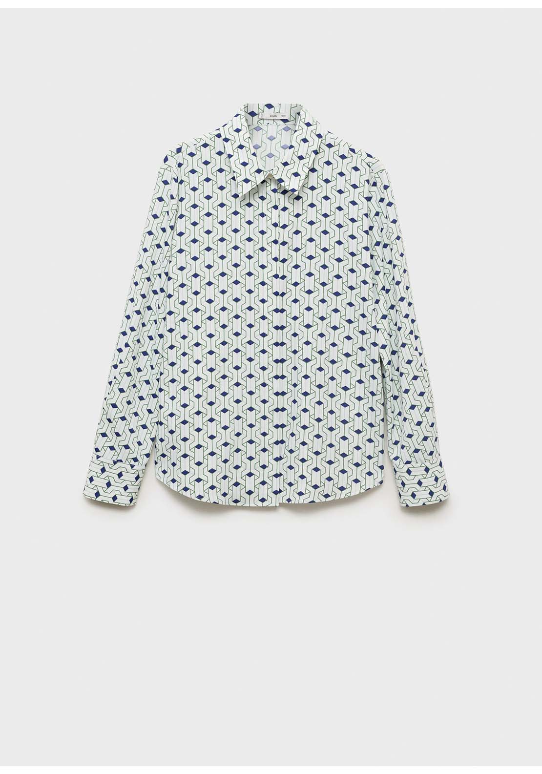 Geometric Print Shirt - Blue