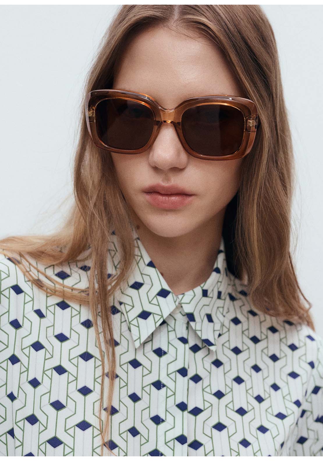 Geometric Print Shirt - Blue