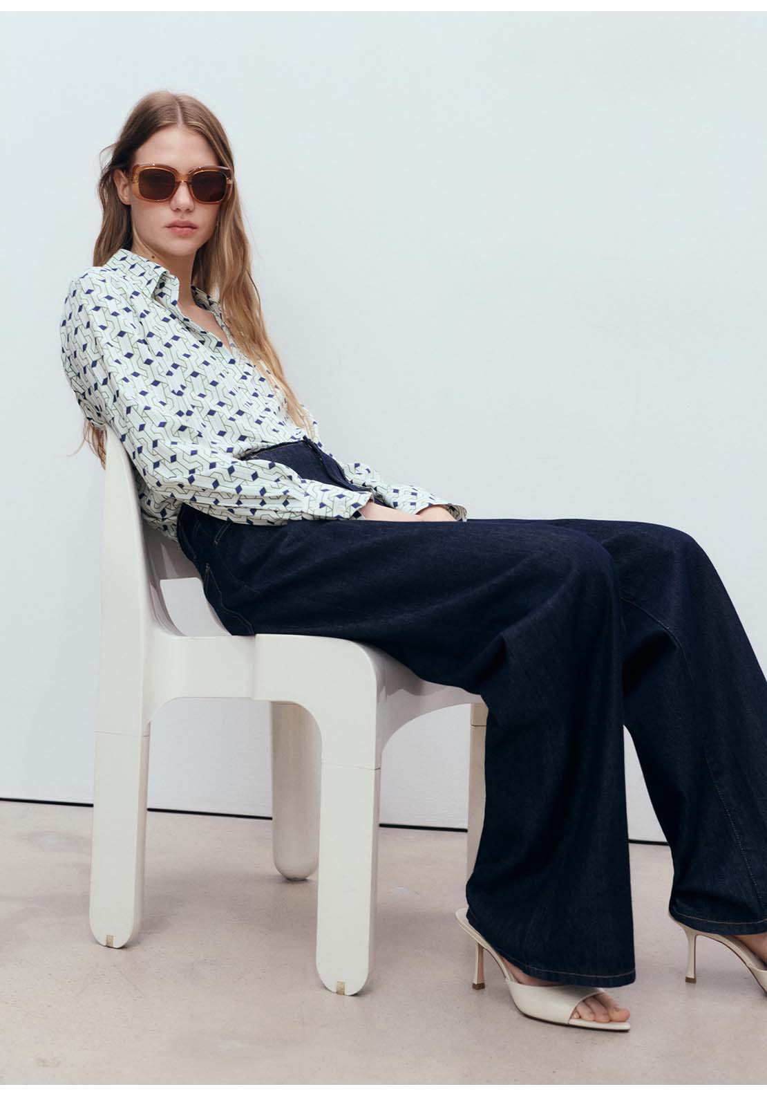 Geometric Print Shirt - Blue