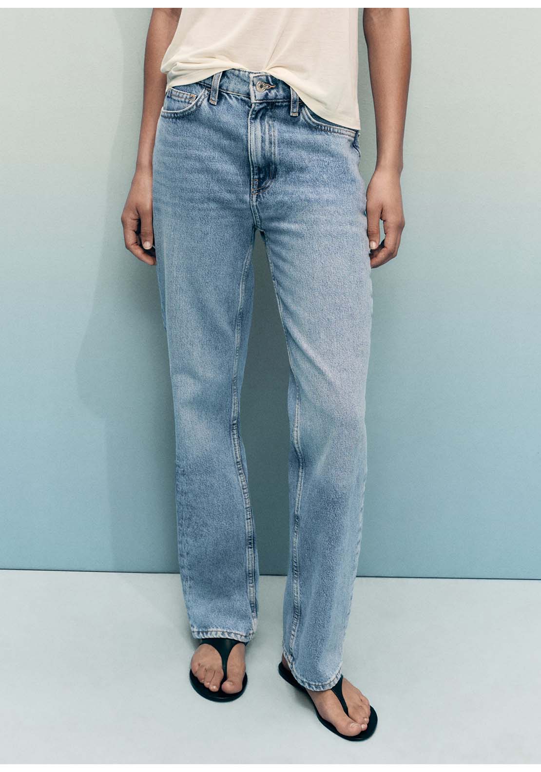 Matilda Medium Rise Straight Fit Jeans - Blue