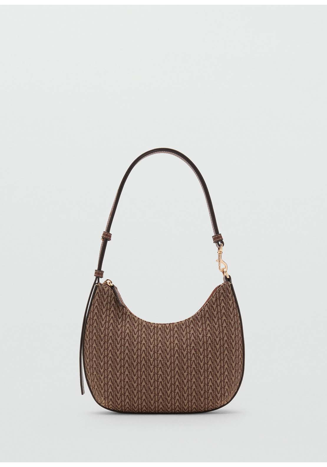 Shoulder Bag With Printed Logo - Brown
