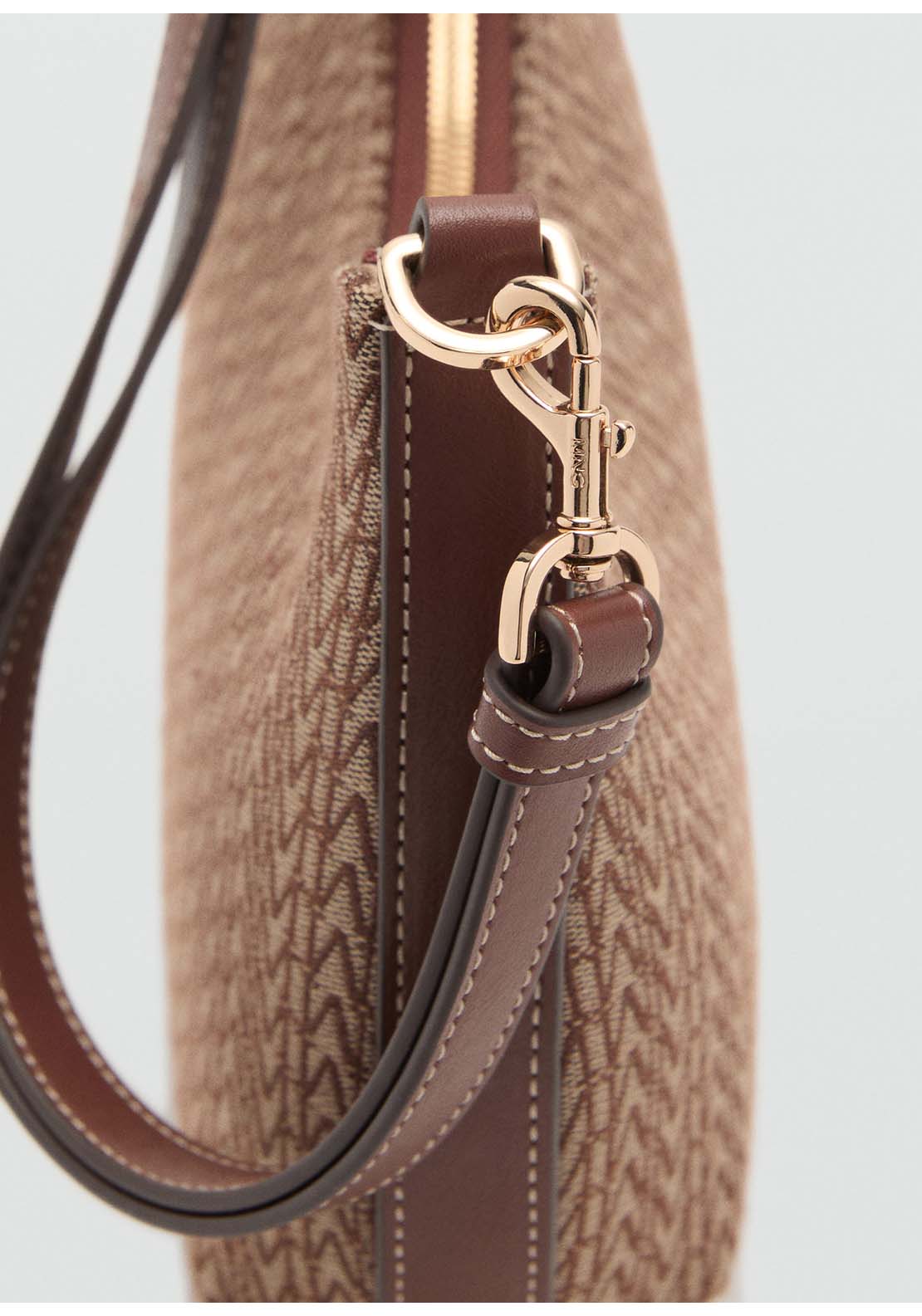 Shoulder Bag With Printed Logo - Brown