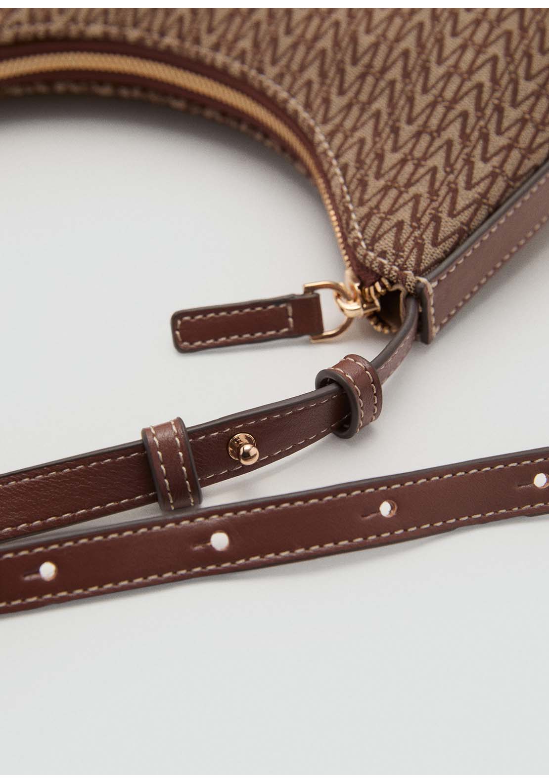 Shoulder Bag With Printed Logo - Brown