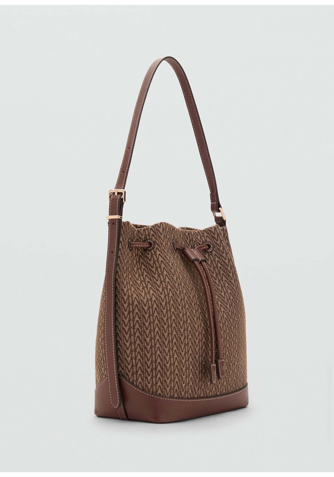Bucket Bag With Printed Logo - Brown