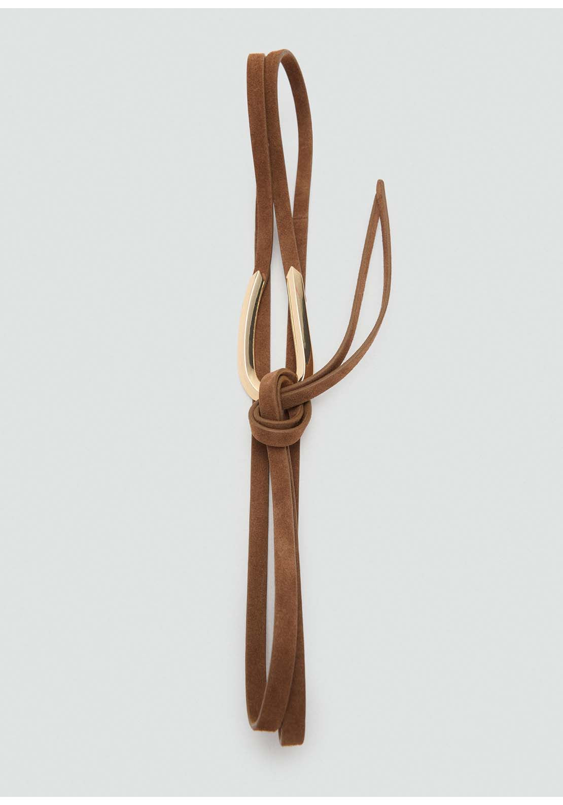 Thin Suede Leather Belt - Brown