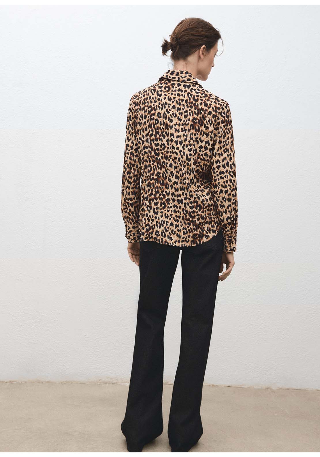 Fluid Long Sleeved Blouse - Brown