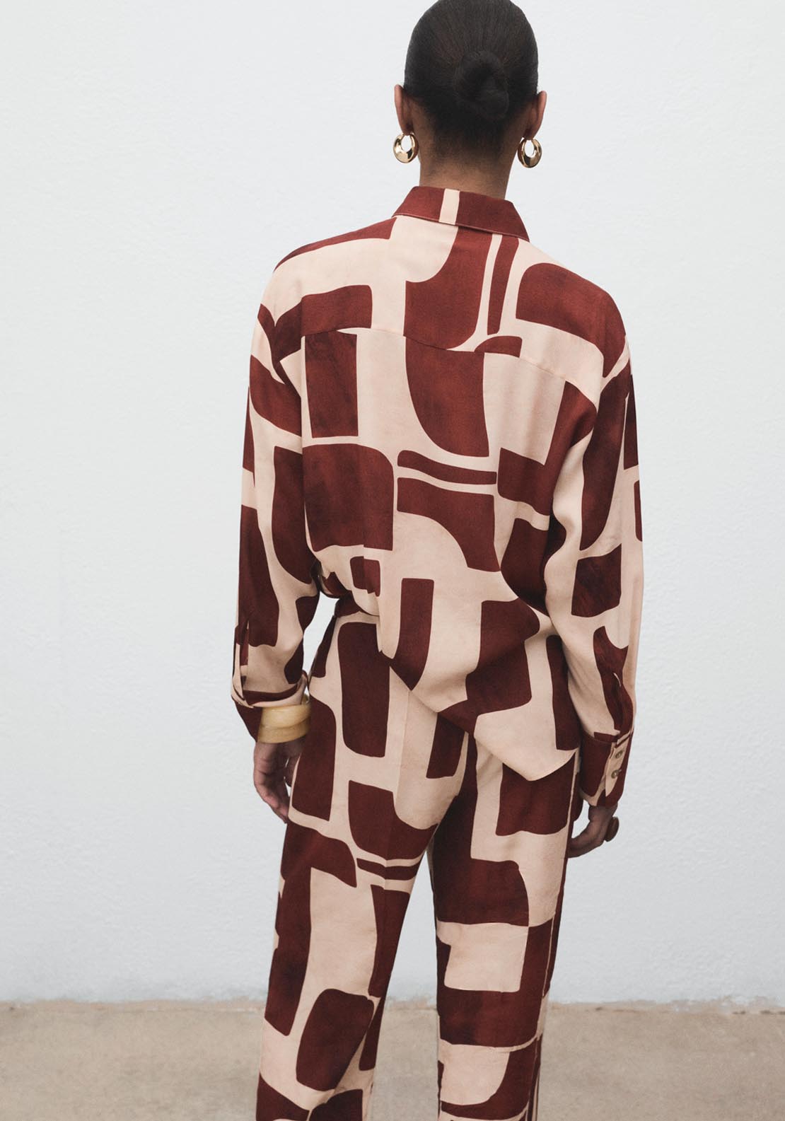 Mango Geometric PrinT-Shirt - Beige 2 Shaws Department Stores