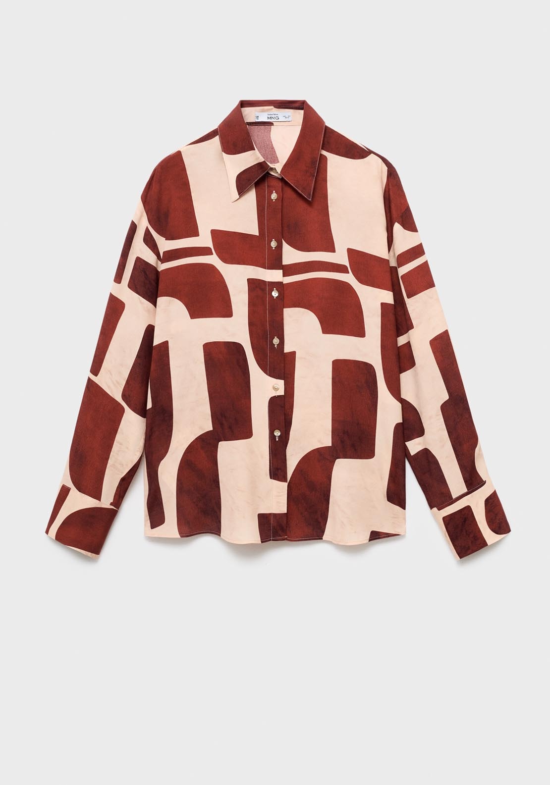 Mango Geometric PrinT-Shirt - Beige 5 Shaws Department Stores