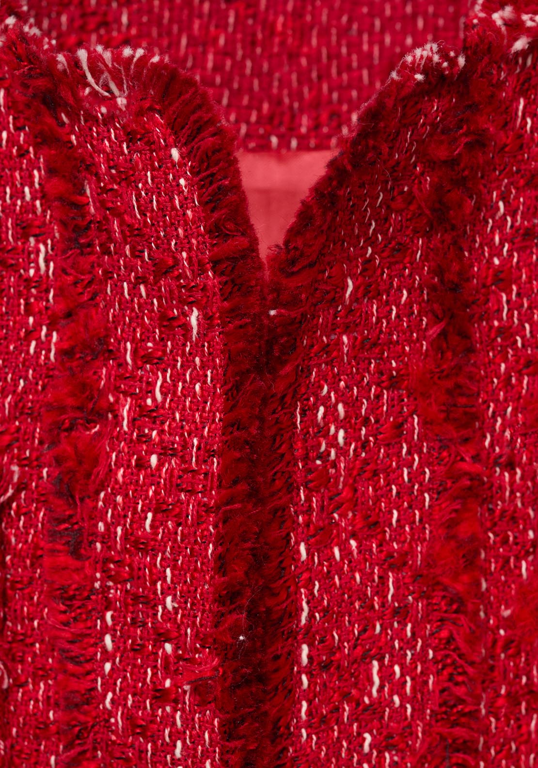 Mango Tweed Jacket With Frayed Ends - Red 4 Shaws Department Stores
