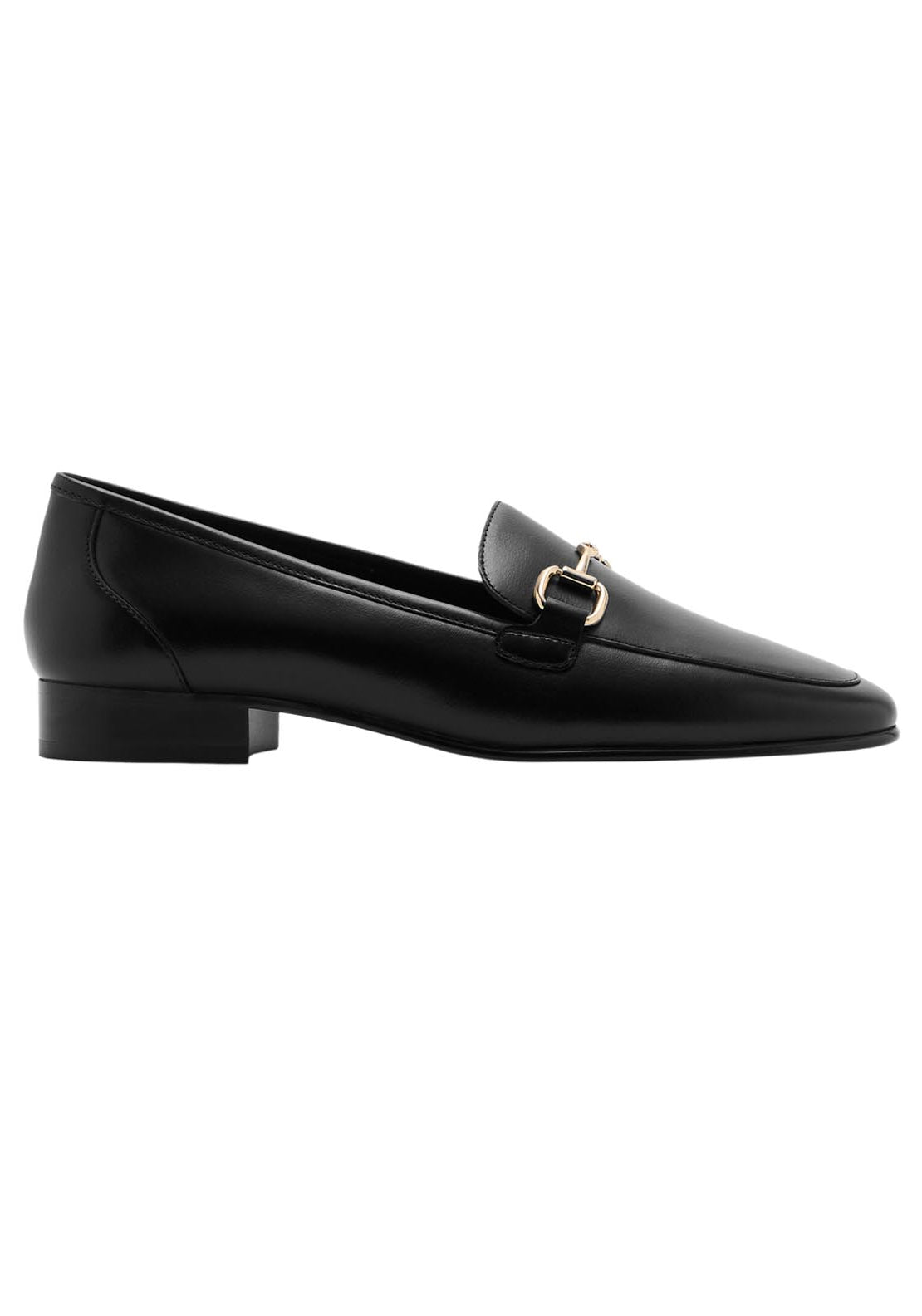 Mango Buckle Leather Moccasins - Black 1 Shaws Department Stores