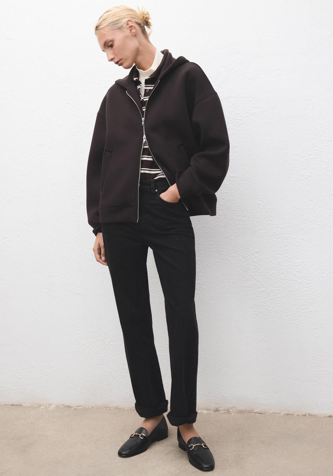 Mango Buckle Leather Moccasins - Black 3 Shaws Department Stores