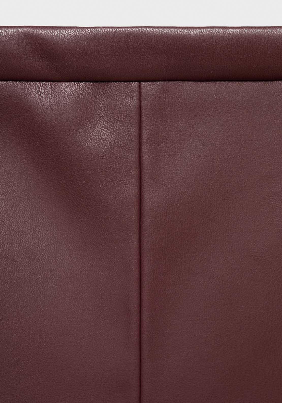 Faux Leather Midi Skirt - Burgundy