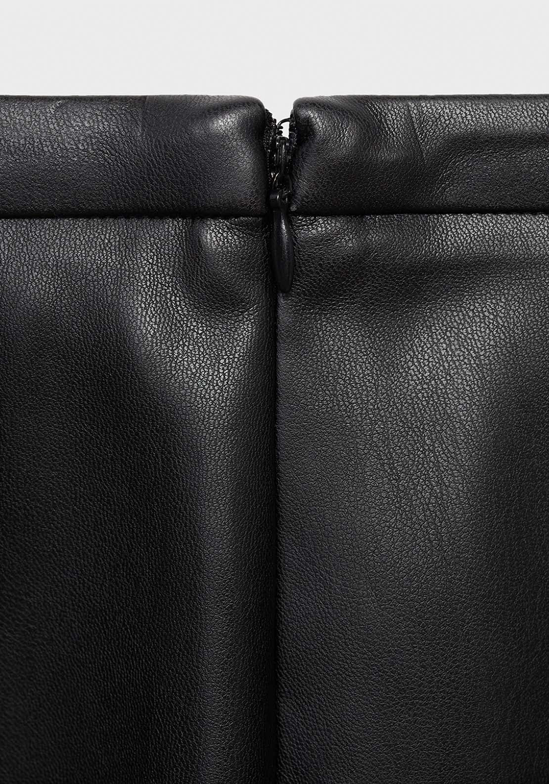Faux Leather Midi Skirt - Black