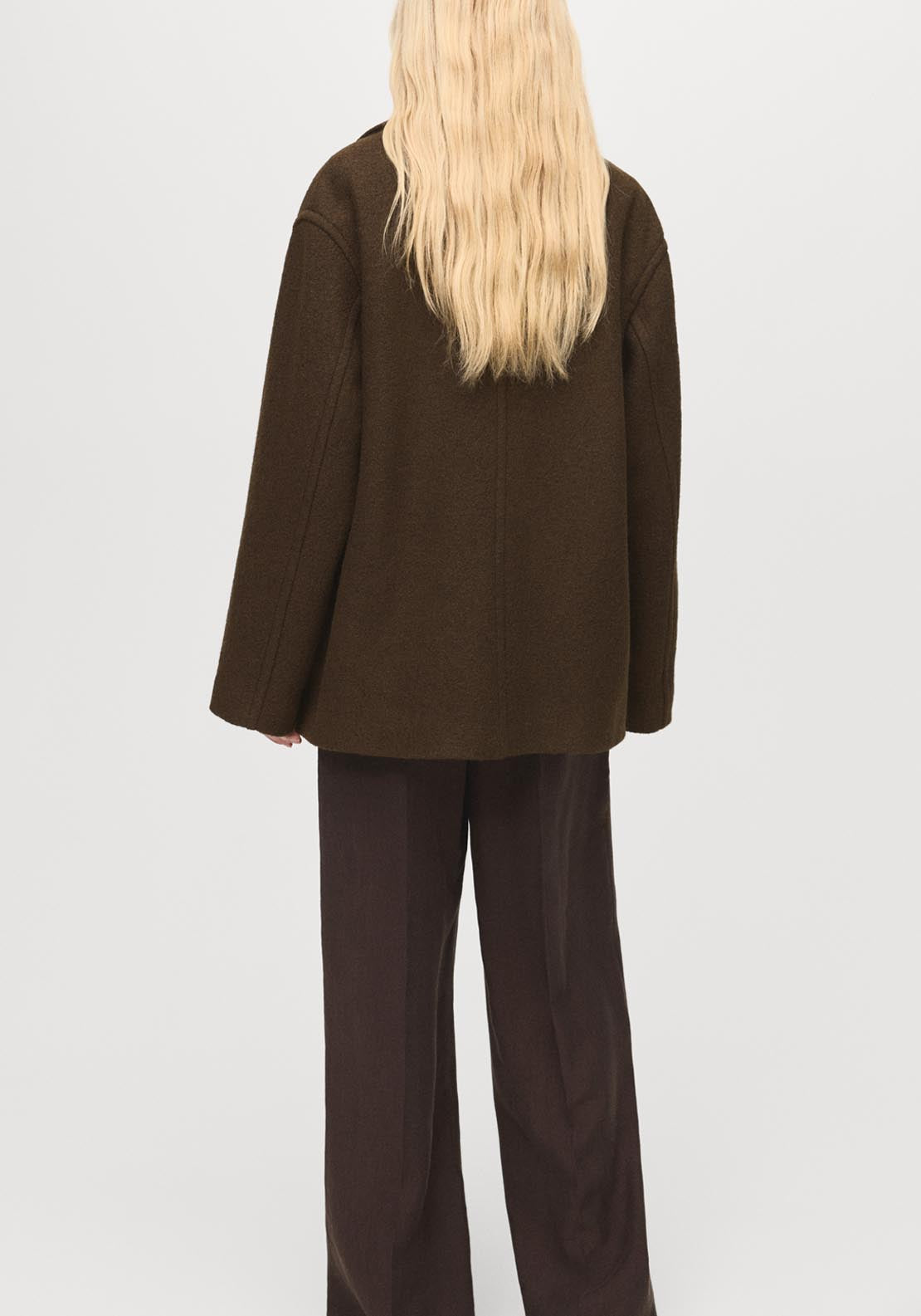 Oversized Wool Coat With Maxi Lapels - Green