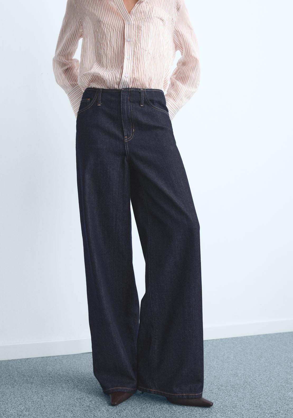 Mango Wideleg Mid Rise Jeans - Blue 1 Shaws Department Stores