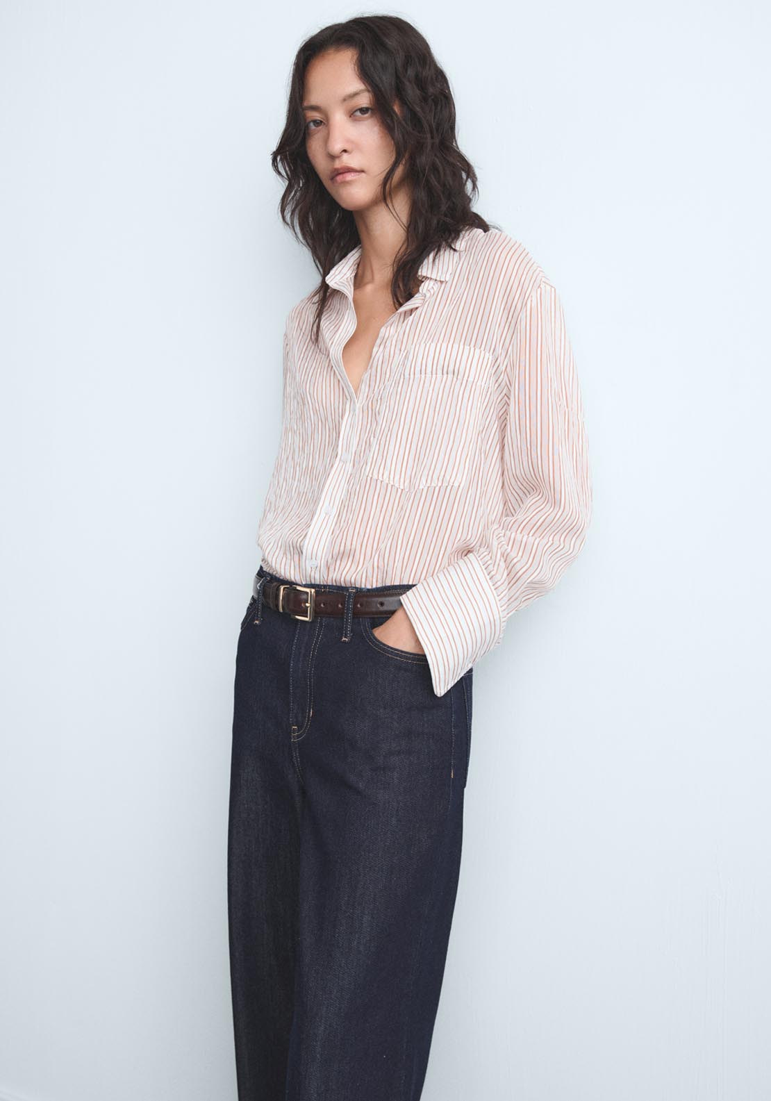 Mango Wideleg Mid Rise Jeans - Blue 3 Shaws Department Stores