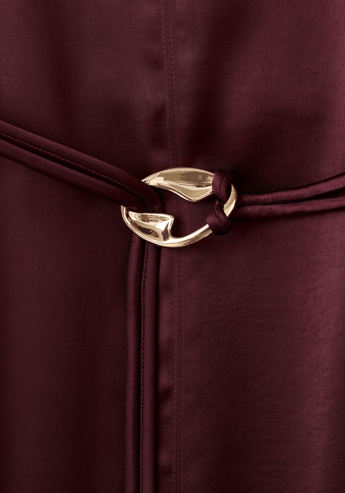 Belt Satin Dress - Red