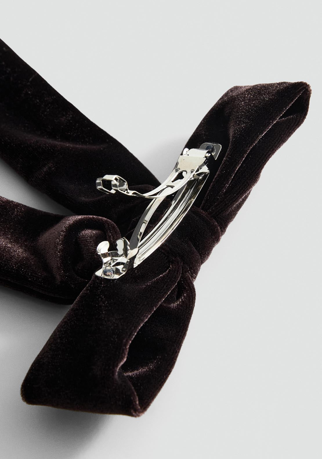 Velvet Bow Hairclip - Brown