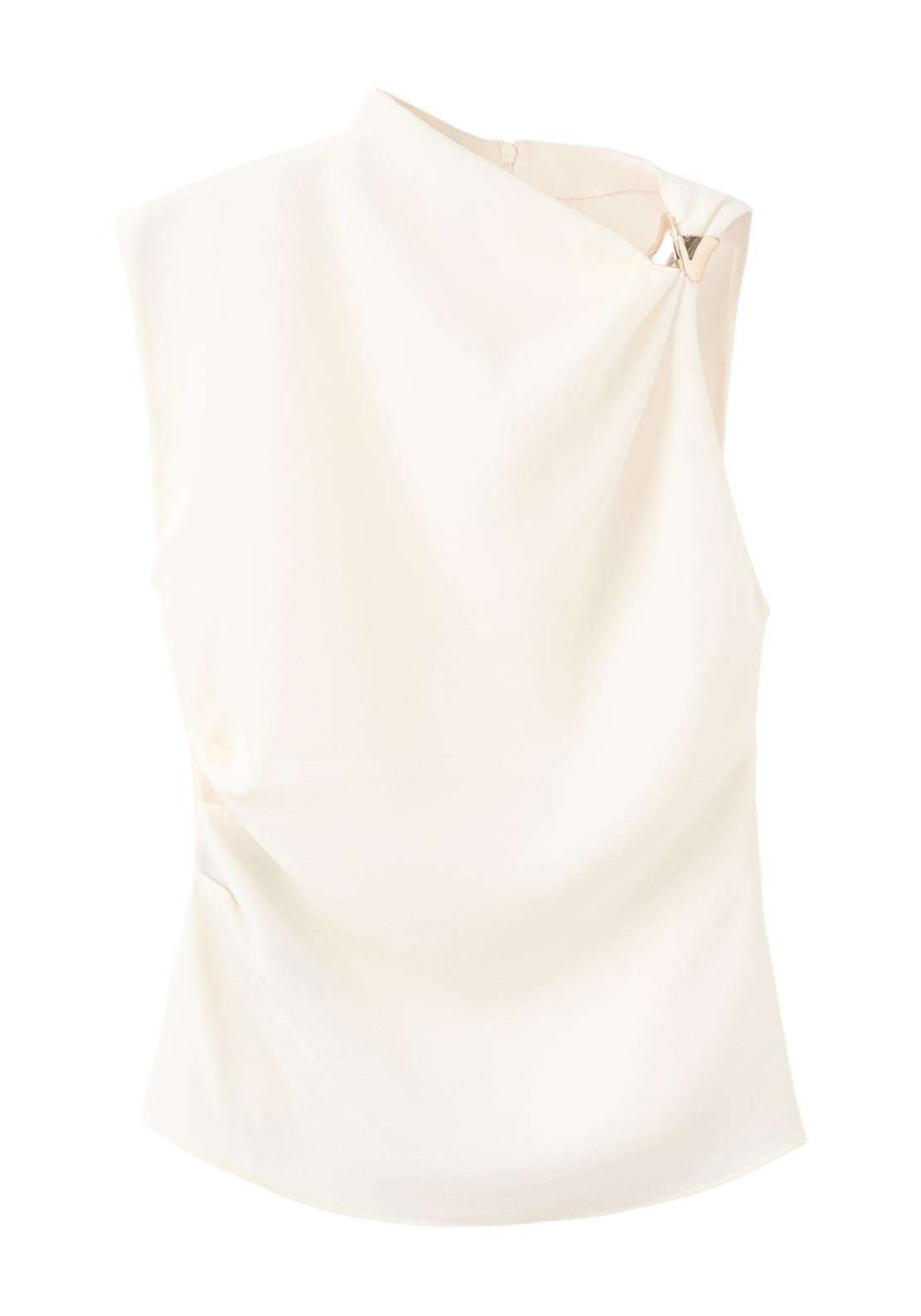 Mango Asymmetrical Blouse With Metallic Detail - Beige 7 Shaws Department Stores
