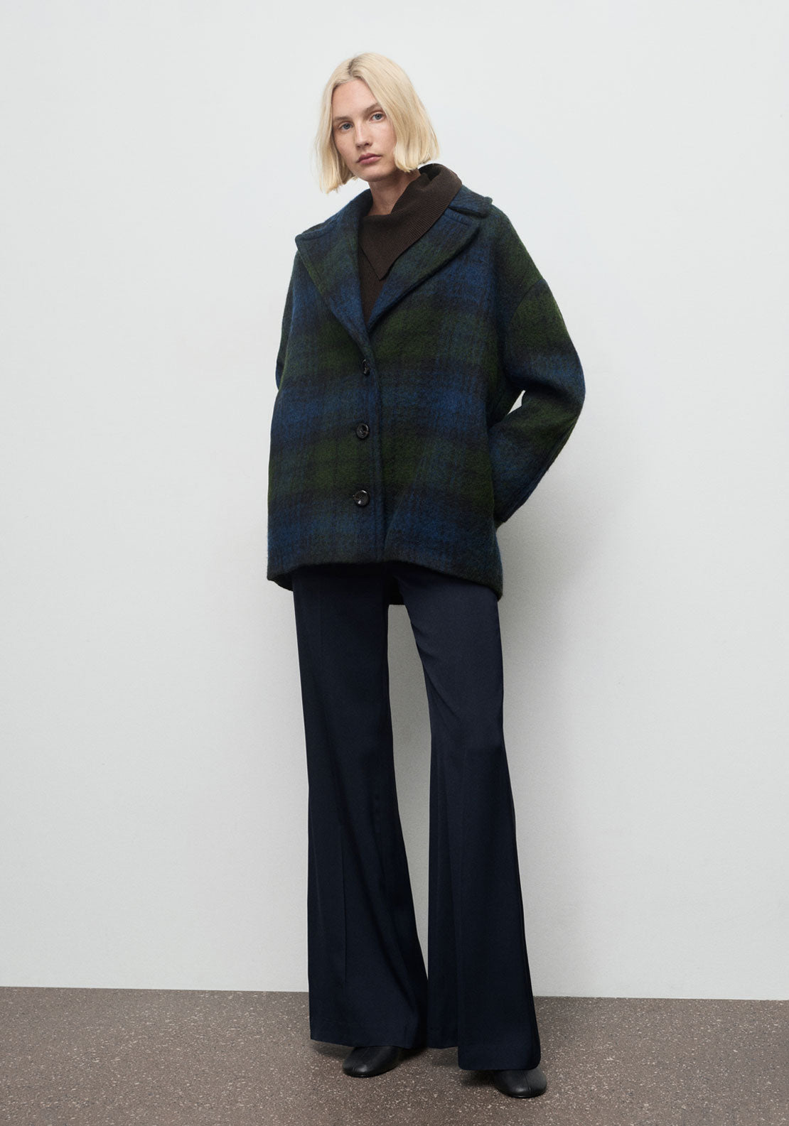 Mango Oversized Check Coat - Blue 5 Shaws Department Stores