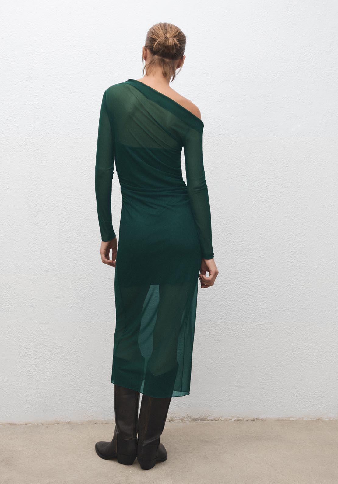 Semi Transparent Asymmetrical Dress - Green