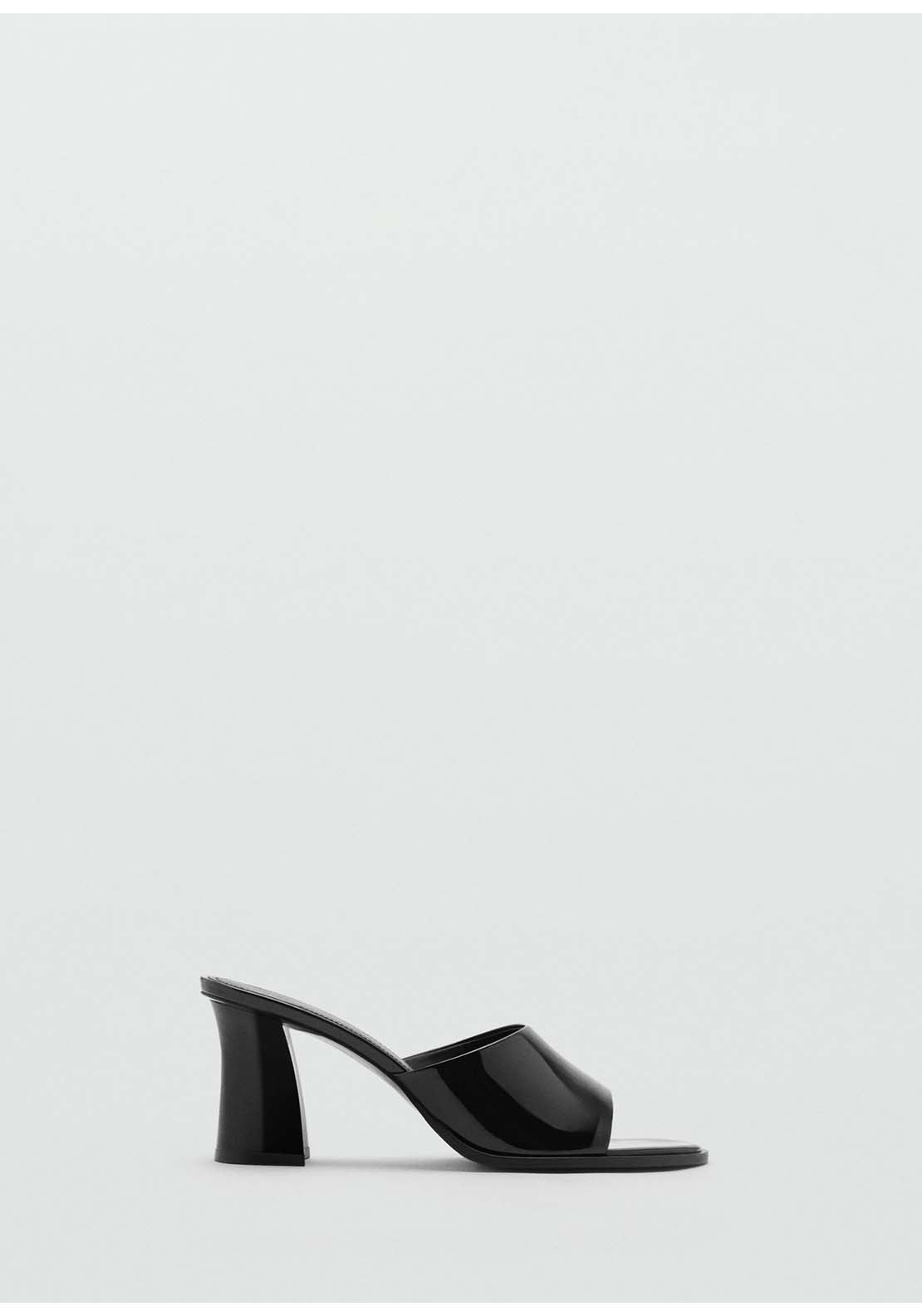 Patent Leather Effect Heeled Sandal - Black