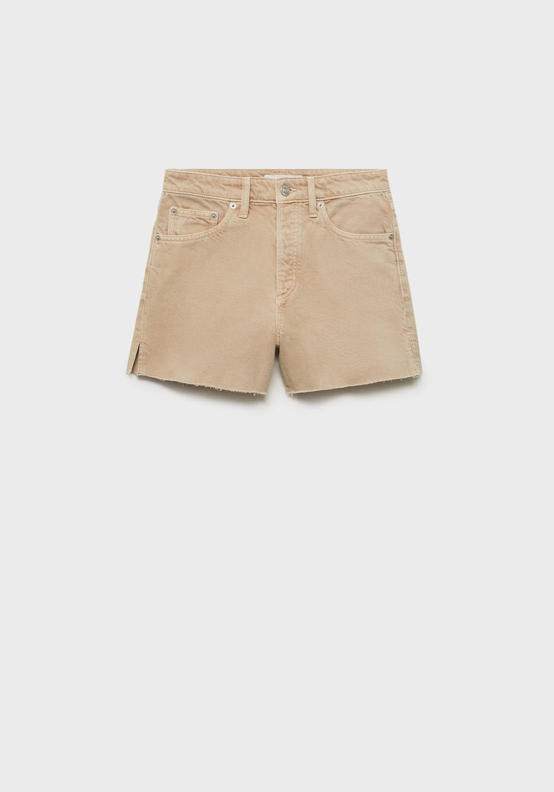 Mango Denim Shorts With Frayed Hem - Light/pastel Brown 7 Shaws Department Stores