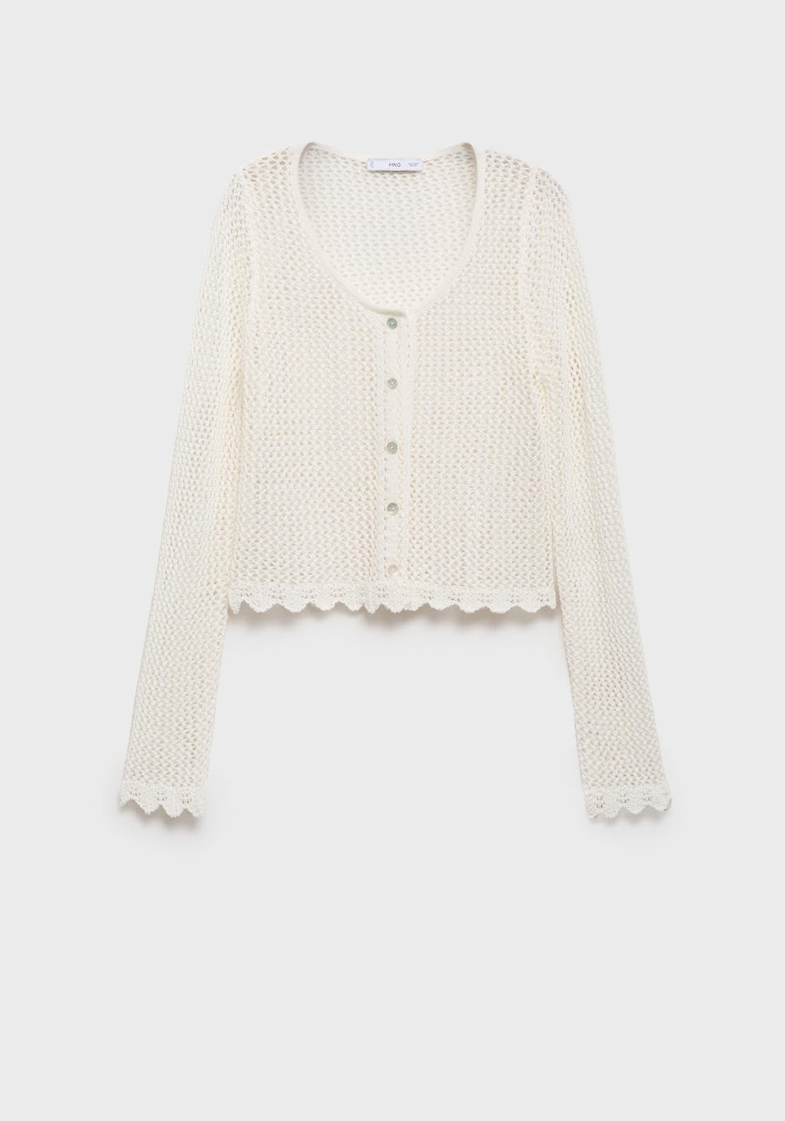 Mango Crochet Cardigan With Buttons - Beige 5 Shaws Department Stores