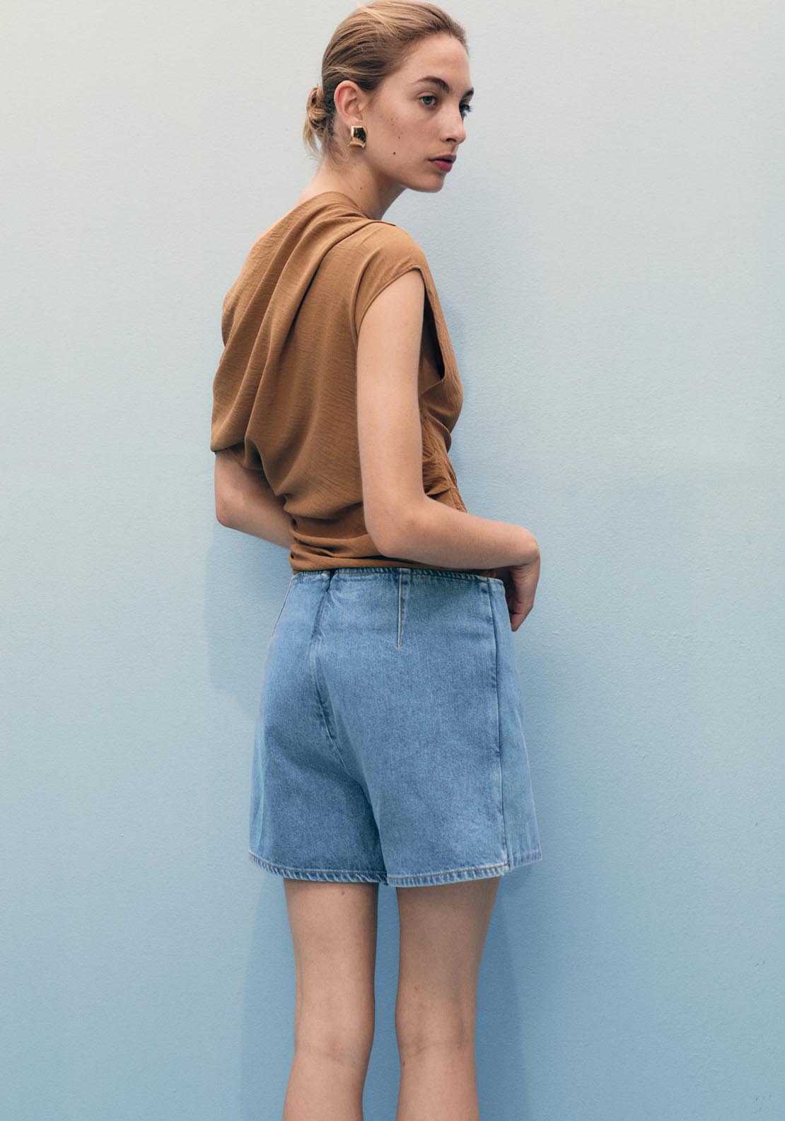 Mango Wrapped Denim Skort - Open Blue 2 Shaws Department Stores
